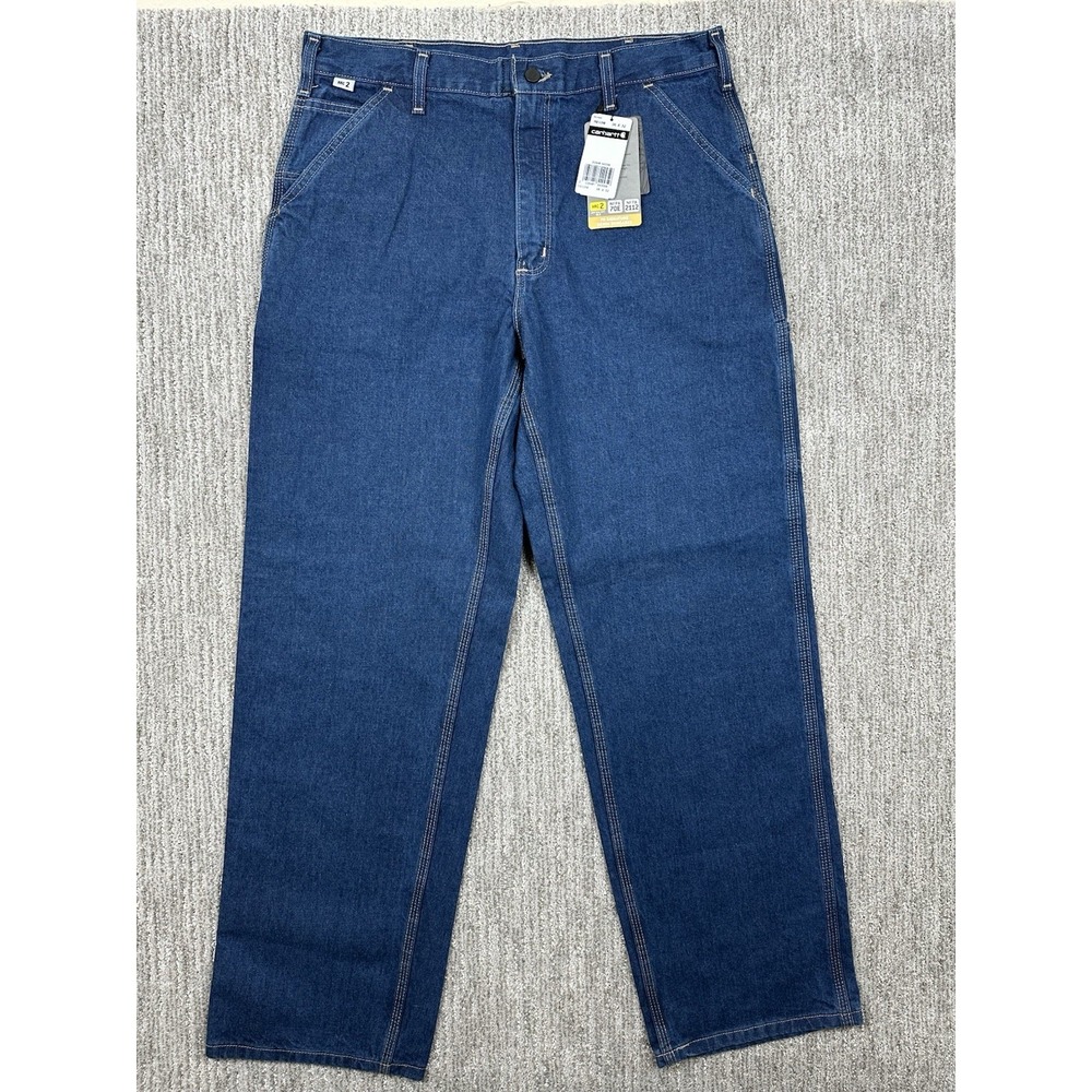 Carharttโ FR Original Fit Jeans 36x32 FRB13 DNM CAT 2 Work Denim Pants Mens